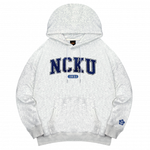 NCKU立體毛巾繡落肩帽T_麻花白