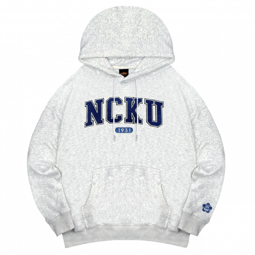 NCKU立體毛巾繡落肩帽T_麻花白