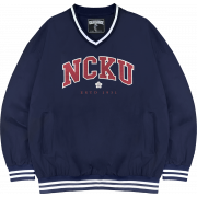 NCKU美式電繡滑面V領大學T_深藍
