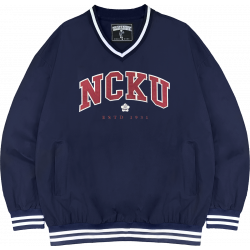 NCKU美式電繡滑面V領大學T_深藍