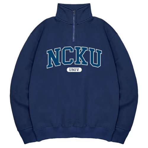 【早鳥現貨，售完預購】NCKU經典款美式立領拉鍊大學T_深藍