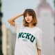 【最後5件L,售完不補】NCKU立體電繡寬版短T_米灰 【最後5件L,售完不補】NCKU立體電繡寬版短T_米灰
