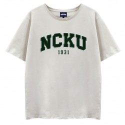 【最後5件L.XL，售完不補】NCKU立體電繡寬版短T_米灰