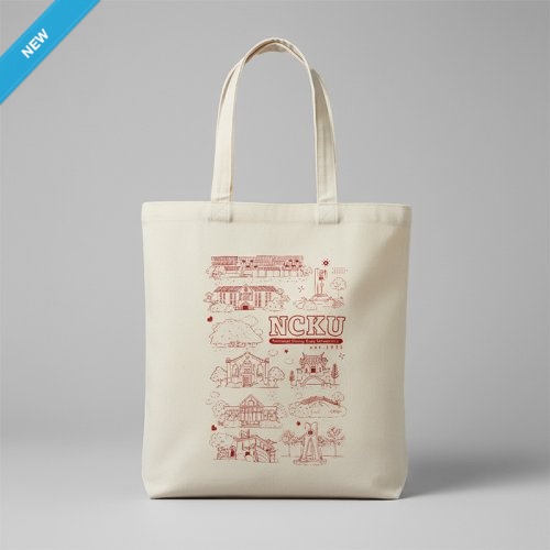 NCKU校園插畫帆布側背袋_米白