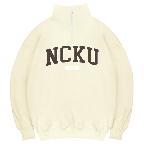 【最後十件，售完不補】NCKU經典款美式立領拉鍊大學T_奶油白