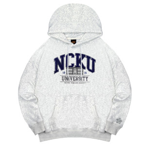 【新款登場】NCKU立體毛巾繡落肩帽T（建築款）_麻花白