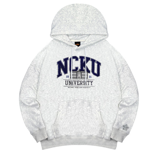 【新款登場】NCKU立體毛巾繡落肩帽T(建築款)_麻花白 【新款登場】NCKU立體毛巾繡落肩帽T(建築款)_麻花白