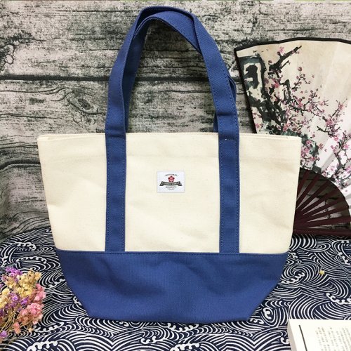 NCKU撞色帆布拖特包_藍